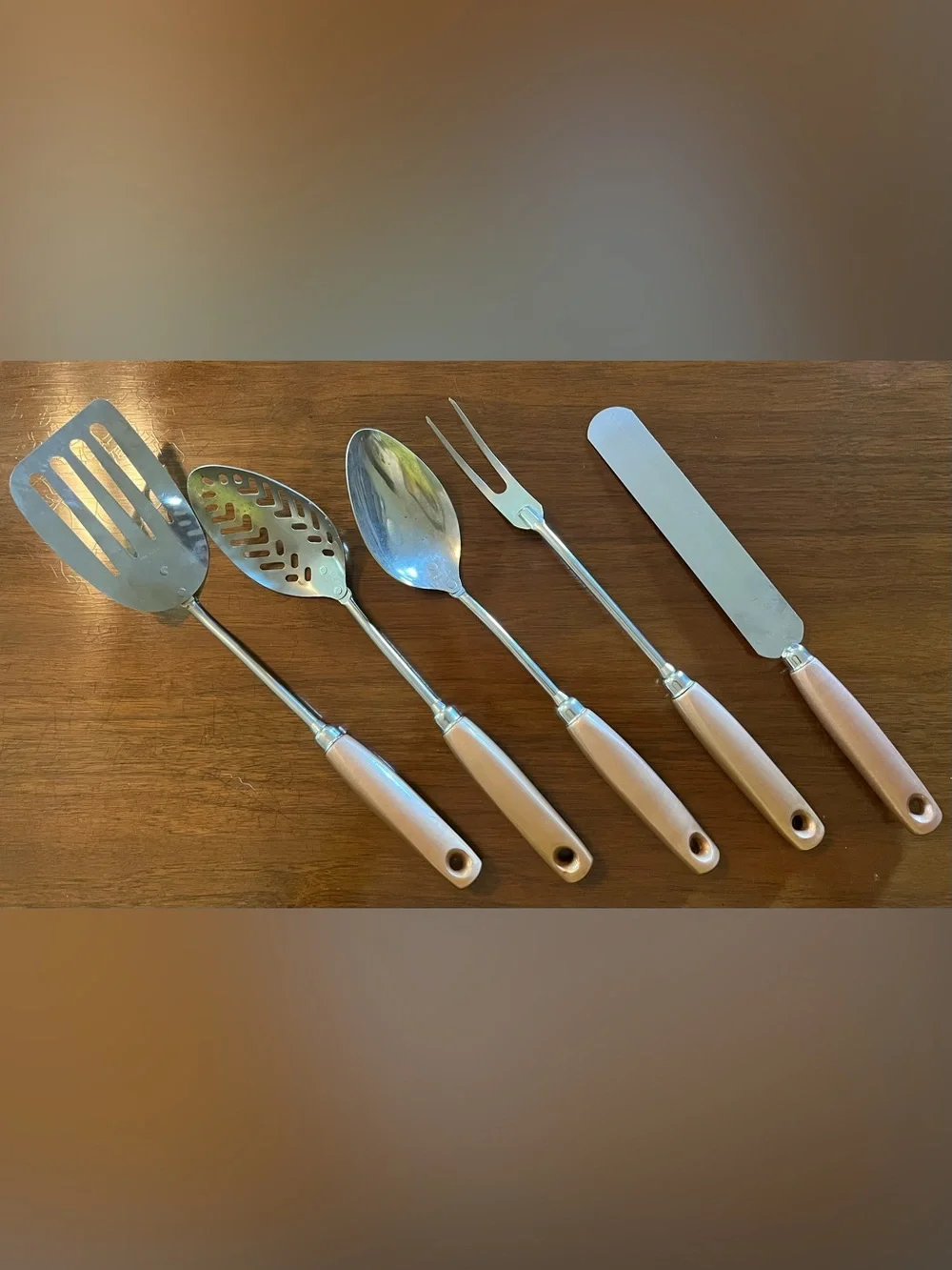 MCM Vintage EKCO “Crest” 5-Piece Kitchen Serving Utensil Set